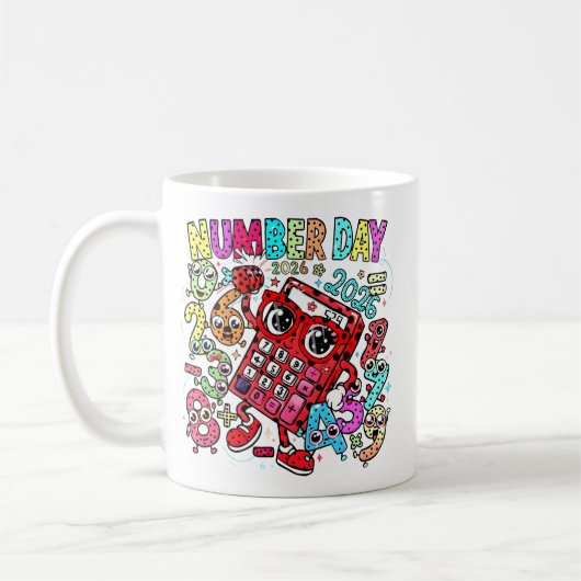 Number Day Maths Mug | Fun Calculator Character (Gauche)