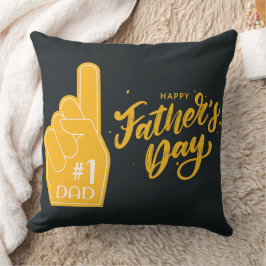 Number One Dad Foam Finger Typography Kussen