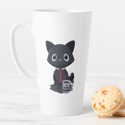 Number One Good Jobber Cat Latte Mug (En situation)