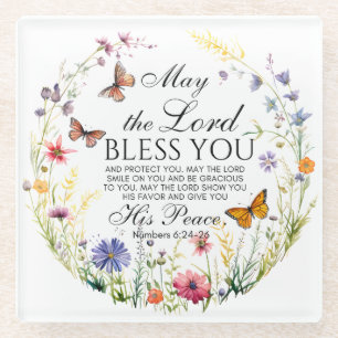 Numbers 6:24-26 De Heer zegene jou Wilde bloem Glazen Onderzetter