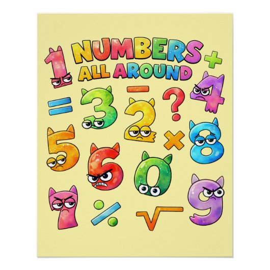 Numbers All Around Maths Poster for Kids UK (Devant)