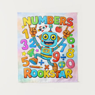 Numbers Rockstar Cute Robot Math Design Wandkleed