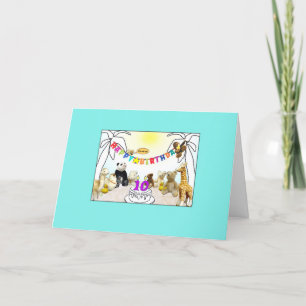 Numeral 10 Candle Animals Verjaardag Kaart