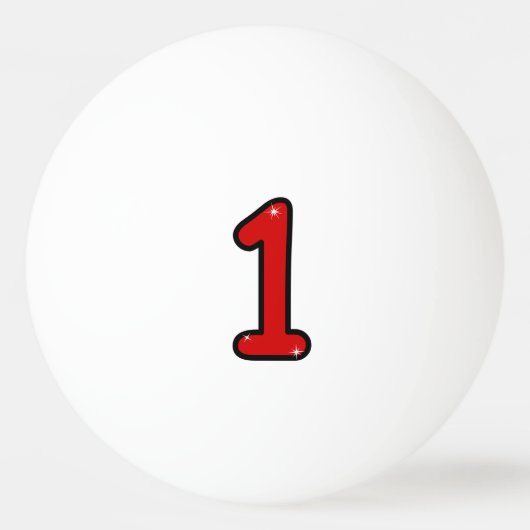 Numeral 1, one, 1 year, number 1, number one pingpongballen (Voorkant)