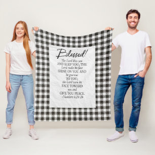 Numeri 6:24–26 De Heere zegene u Neutraal Vintage Fleece Deken