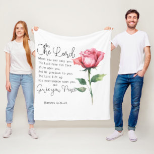 Numeri 6:24-26 De Here zegene u Roos Fleece Deken