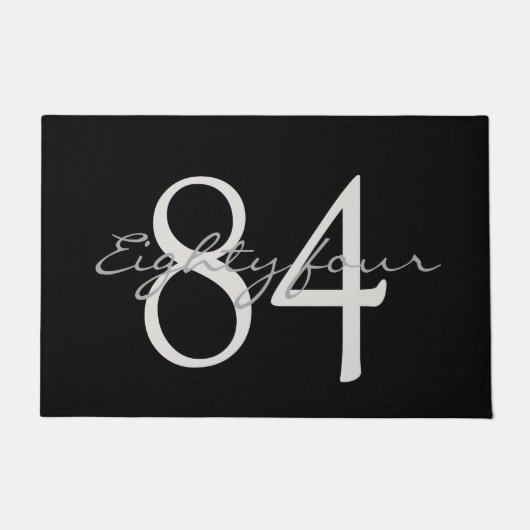 Numeriek en tekst op zwart achtergrondformaat deurmat (Voorkant)