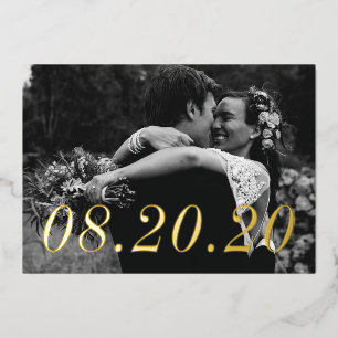 Numerieke datum gewoon gehuwd huwelijk folie uitnodiging