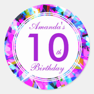 Numéro 10 - Autocollant rond d'anniversaire