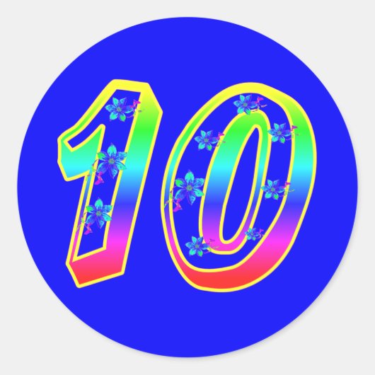 Numéro 10 Stickers Fleur de fête d'anniversaire (Devant)