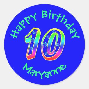 Numéro 10 Stickers Fleurs d'anniversaire