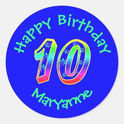 Numéro 10 Stickers Fleurs d'anniversaire (Devant)