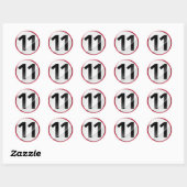 Numéro 11 autocollant rouge (Feuille)