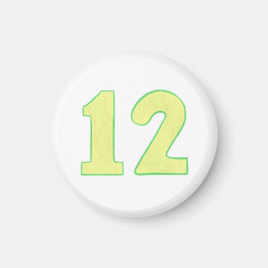 Numéro 12 aimant avec jaune et vert (Devant)