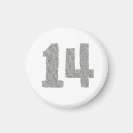 Numéro 14 aimant en argent et gris (Devant)