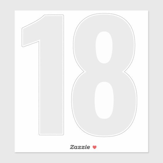 Numéro 18 Sticker gris argenté et blanc (Feuille)