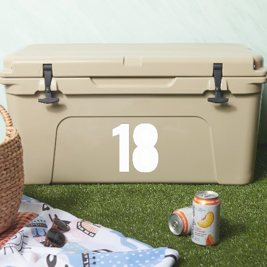 Numéro 18 Sticker gris argenté et blanc (Glacière)