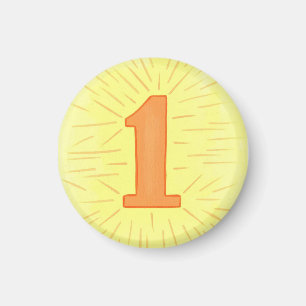 Numéro 1 aimant avec jaune et orange
