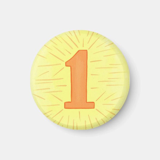Numéro 1 aimant avec jaune et orange (Devant)