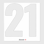 Numéro 21 Sticker gris argenté et blanc (Feuille)