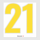Numéro 21 Sticker or et blanc (Feuille)