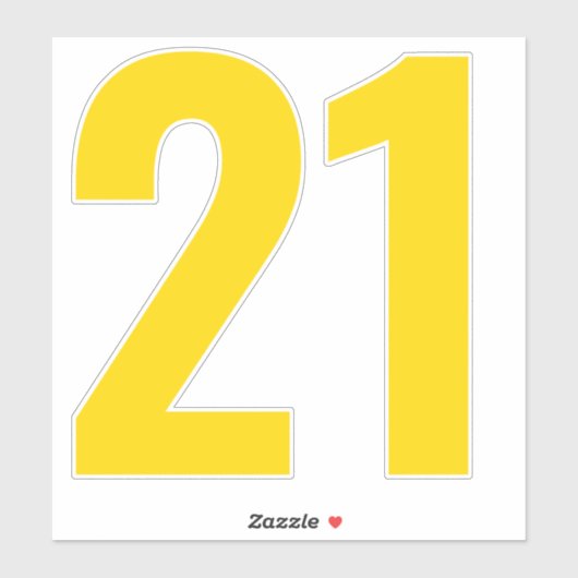 Numéro 21 Sticker or et blanc (Feuille)