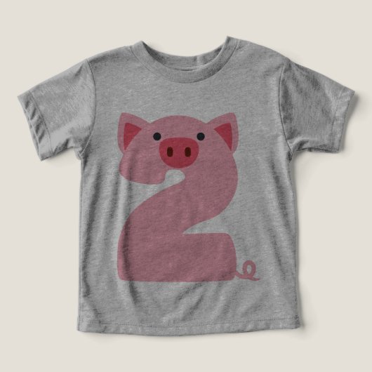 Numéro 2 Cochon Animal Thème 2 ans Garçons Enfants (Design Recto)