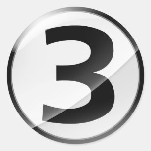 Numéro 3 Autocollant noir
