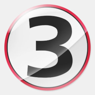 Numéro 3 autocollant rouge