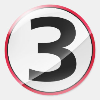 Numéro 3 autocollant rouge