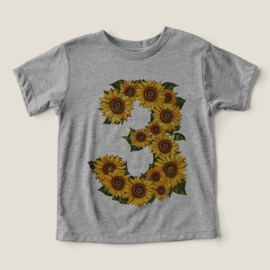 Numéro 3 Tournesols Thème 3 ans Petites filles (Design Recto)