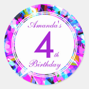Numéro 4 - Autocollant rond d'anniversaire