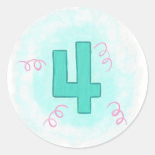 Numéro 4 dans les Autocollants Aqua et Pink Swils