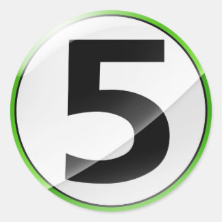 Numéro 5 autocollant vert