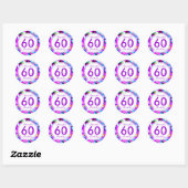 Numéro 60 - Autocollant rond d'anniversaire (Feuille)