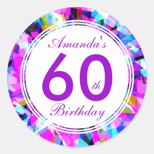 Numéro 60 - Autocollant rond d'anniversaire (Devant)