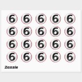 Numéro 6 autocollant rouge (Feuille)