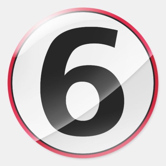 Numéro 6 autocollant rouge (Devant)