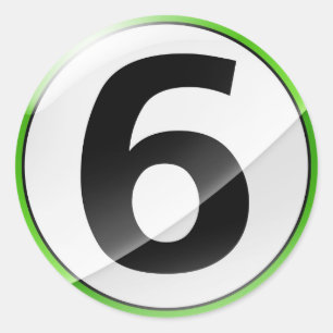 Numéro 6 autocollant vert