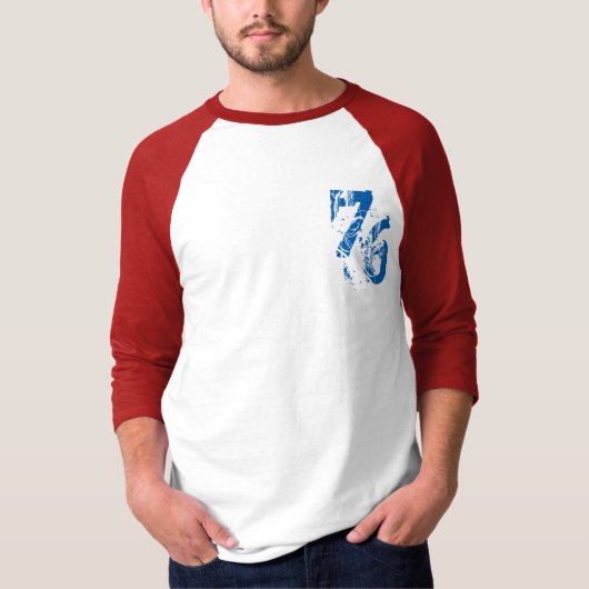 numéro 76 t-shirt design rouge blanc bleu USA (Devant)