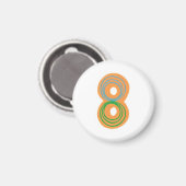 Numéro 8 aimant avec orange, bleu et vert (Recto/Verso)