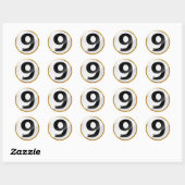 Numéro 9 autocollant en or (Feuille)