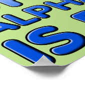 Numéro Bleu De L'alphabet Affiche Signe Drôle (Coin)