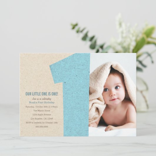 Numéro Bleu Un premier Invitation de fête d'annive (Debout devant)