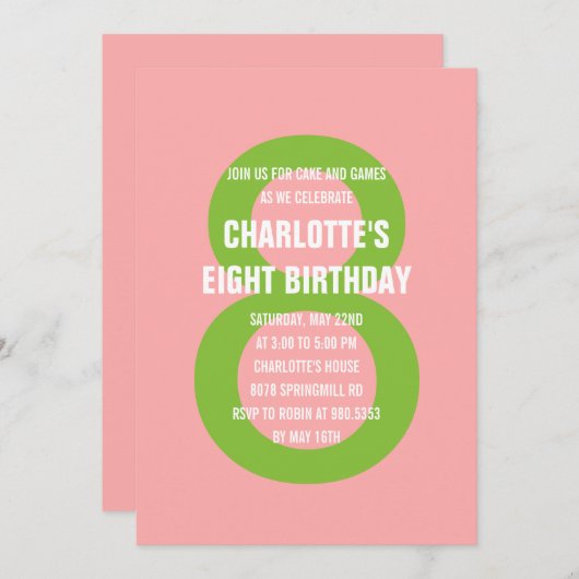 Numéro Bold Invitation à la fête d'anniversaire (Devant / Derrière)