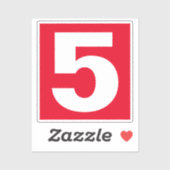 Numéro cinq Sticker rouge et blanc (Feuille)