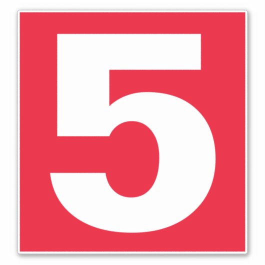 Numéro cinq Sticker rouge et blanc (Devant)