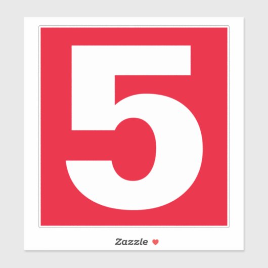 Numéro cinq Sticker rouge et blanc (Feuille)