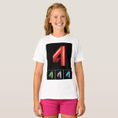 Numéro coloré Quatre filles T-shirt (Devant entier)