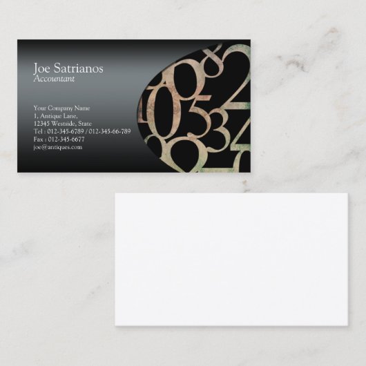 Numéro côté Carte de visite comptable (Devant / Derrière)